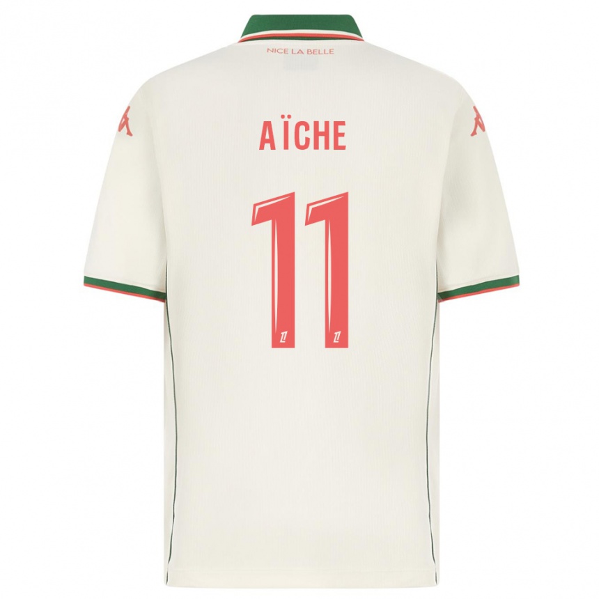 ילדים כדורגל Yassine Aïche #11 לבן ירוק הרחק ג'רזי 2025/26