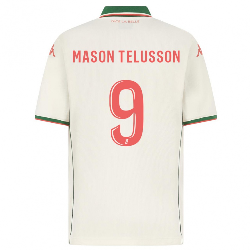 ילדים כדורגל Jah Mason Telusson #9 לבן ירוק הרחק ג'רזי 2025/26