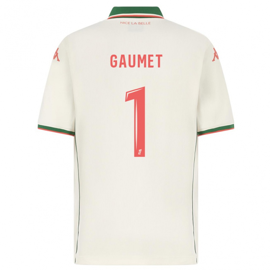 ילדים כדורגל Noa Gaumet #1 לבן ירוק הרחק ג'רזי 2025/26