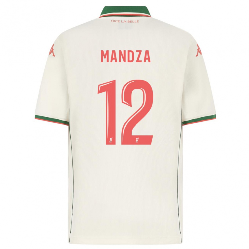 ילדים כדורגל Xavier Mandza #12 לבן ירוק הרחק ג'רזי 2025/26