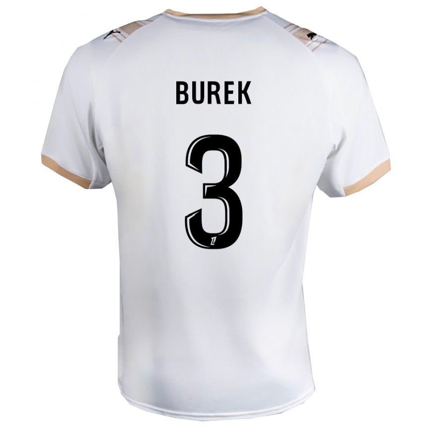 ילדים כדורגל Sacha Burek #3 לבן שחור הרחק ג'רזי 2025/26