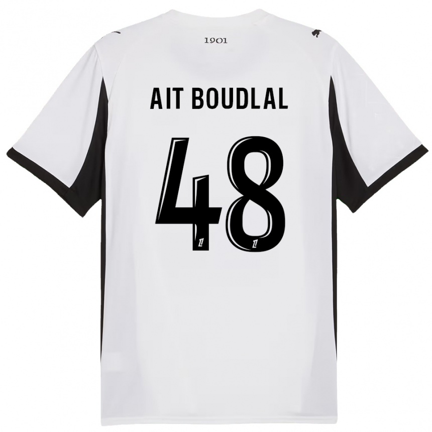 ילדים כדורגל Abdelhamid Ait Boudlal #48 לבן שחור הרחק ג'רזי 2025/26