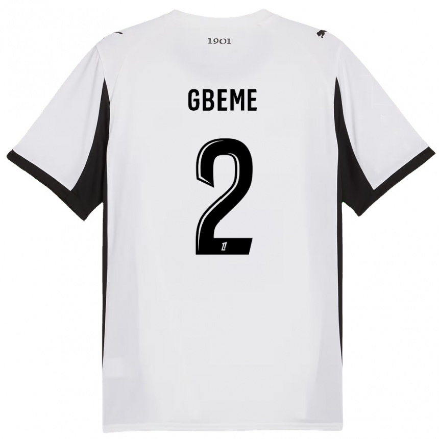 ילדים כדורגל Mervin Gbeme #2 לבן שחור הרחק ג'רזי 2025/26