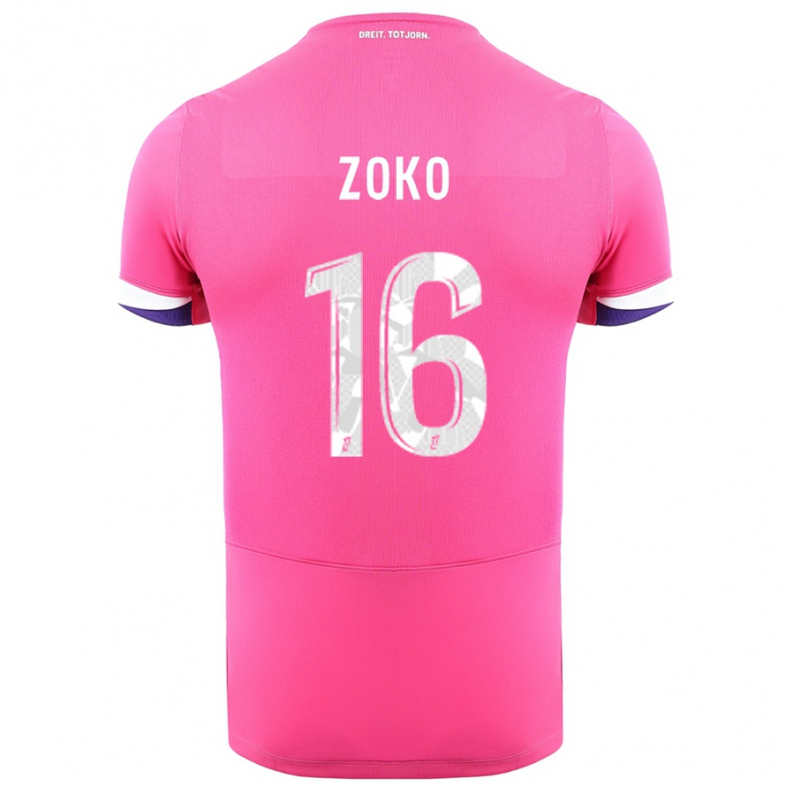 ילדים כדורגל Nathan Zoko #16 ורוד לבן הרחק ג'רזי 2025/26
