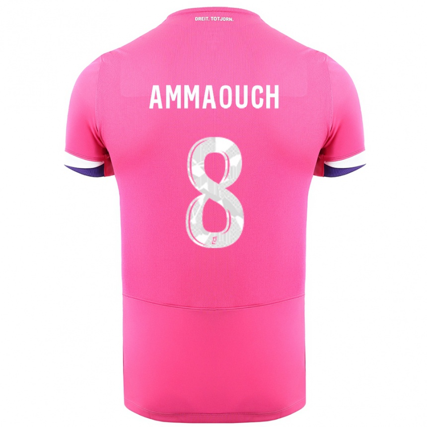 ילדים כדורגל Aymen Ammaouch #8 ורוד לבן הרחק ג'רזי 2025/26