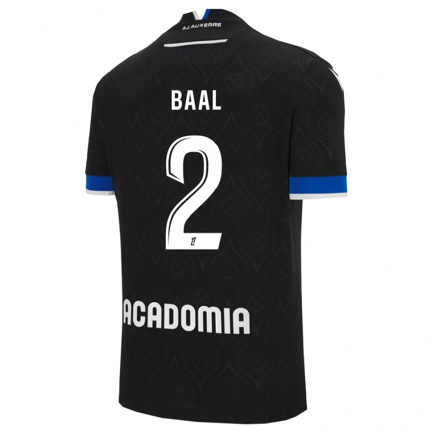 ילדים כדורגל Ousmane Baal #2 שחור לבן הרחק ג'רזי 2025/26