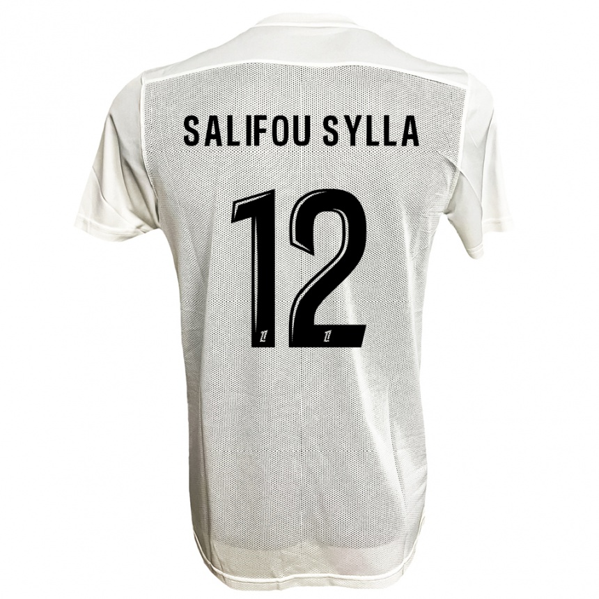 ילדים כדורגל Salifou Sylla #12 שחור לבן הרחק ג'רזי 2025/26