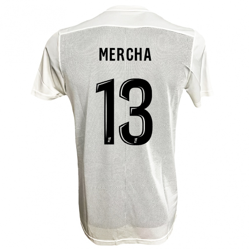 ילדים כדורגל Yanis Mercha #13 שחור לבן הרחק ג'רזי 2025/26