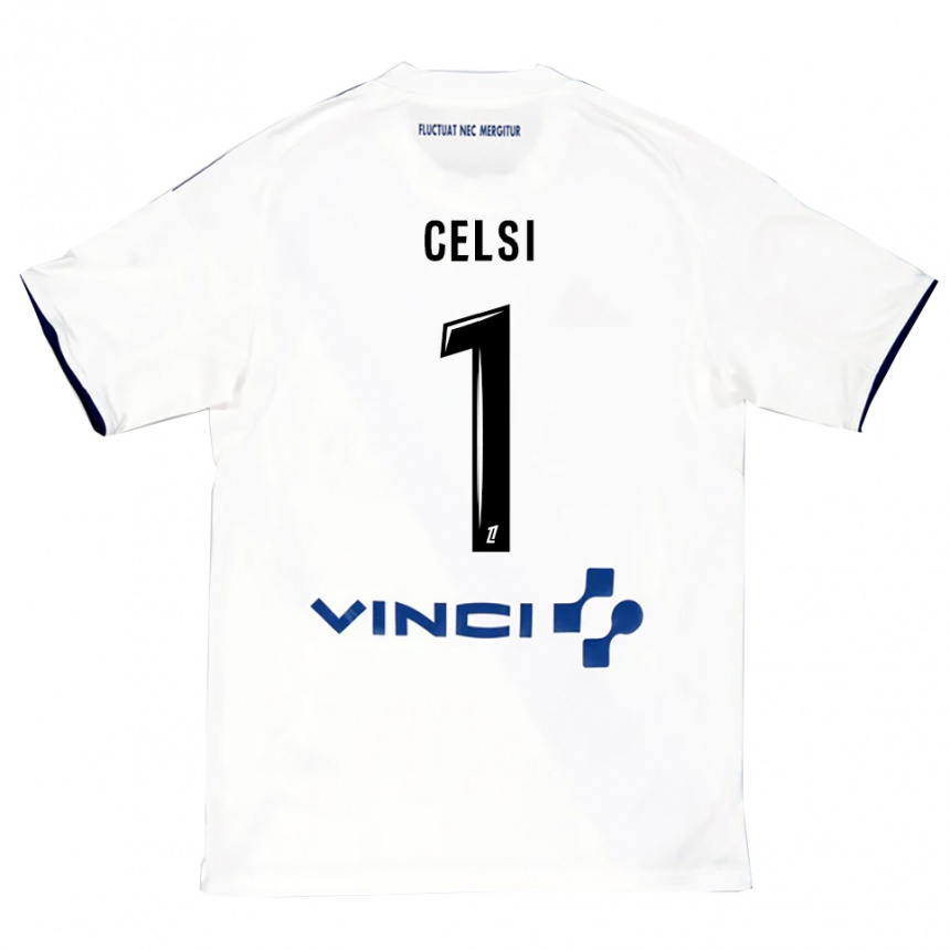 ילדים כדורגל Rafael Celsi #1 לבן כחול הרחק ג'רזי 2025/26