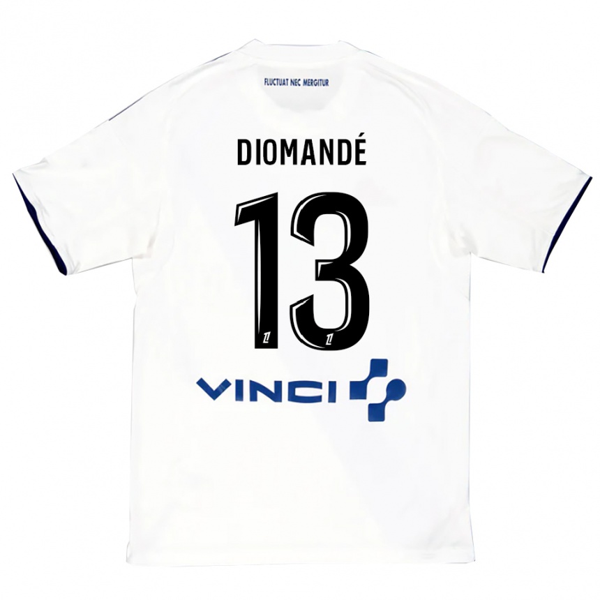 ילדים כדורגל Vassancy Diomandé #13 לבן כחול הרחק ג'רזי 2025/26