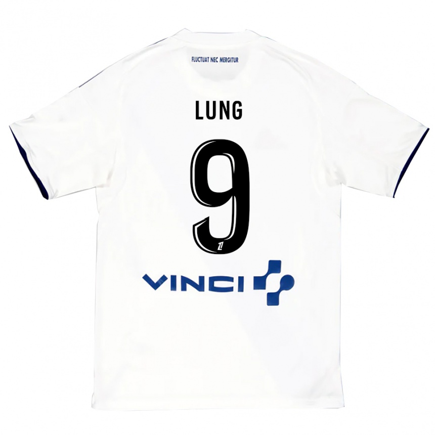 ילדים כדורגל Nelson Lung #9 לבן כחול הרחק ג'רזי 2025/26