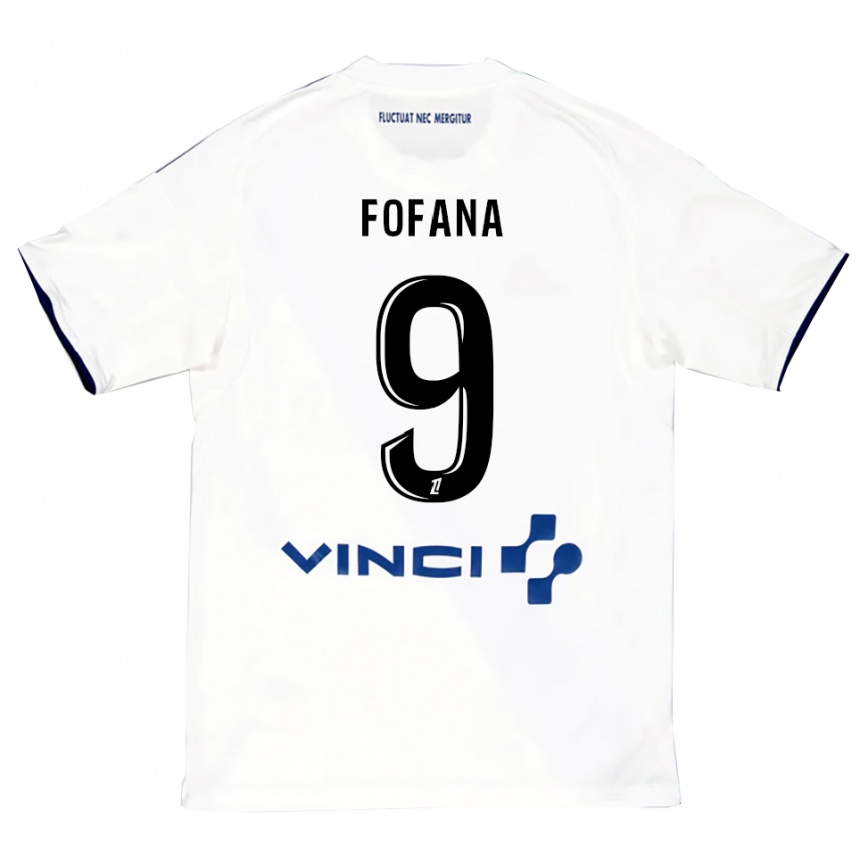 ילדים כדורגל Kyliann Fofana #9 לבן כחול הרחק ג'רזי 2025/26