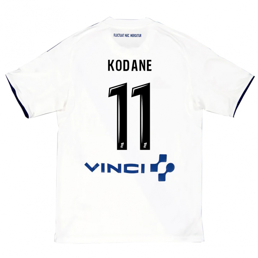 ילדים כדורגל Lionel Kodane #11 לבן כחול הרחק ג'רזי 2025/26