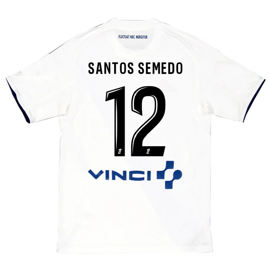 ילדים כדורגל Ilyes Dos Santos Semedo #12 לבן כחול הרחק ג'רזי 2025/26