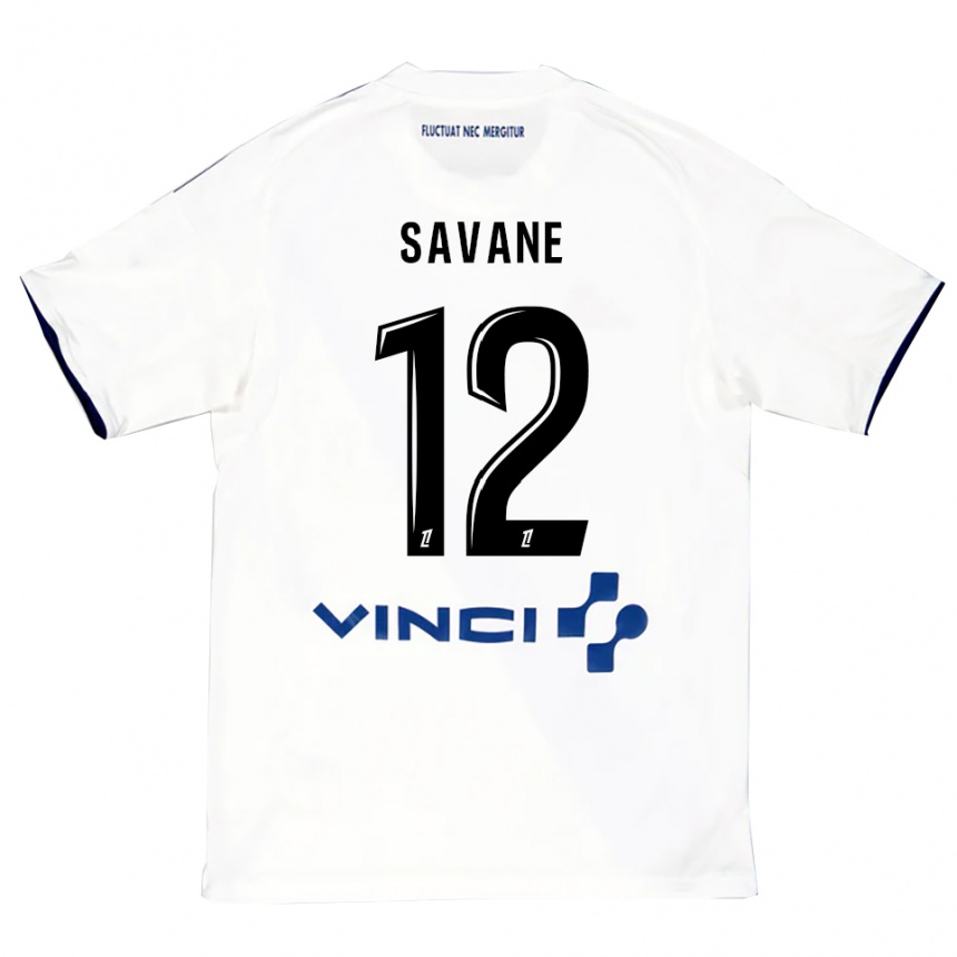 ילדים כדורגל Mohamed Savane #12 לבן כחול הרחק ג'רזי 2025/26