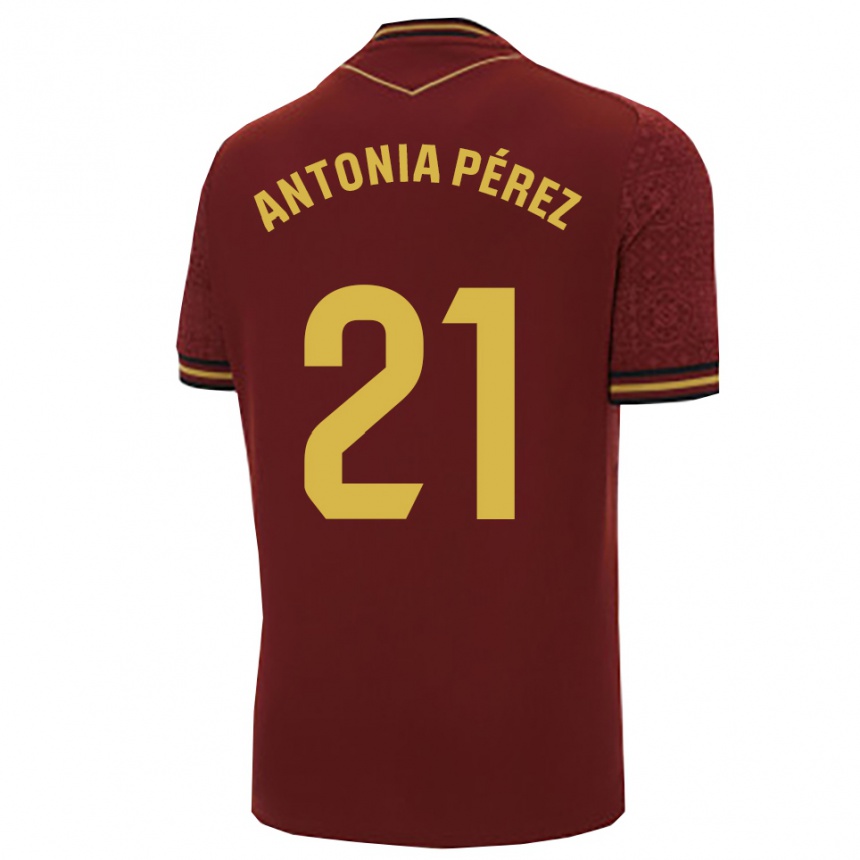 ילדים כדורגל Antonia Pérez Lopez #21 בורדו זהב הרחק ג'רזי 2025/26