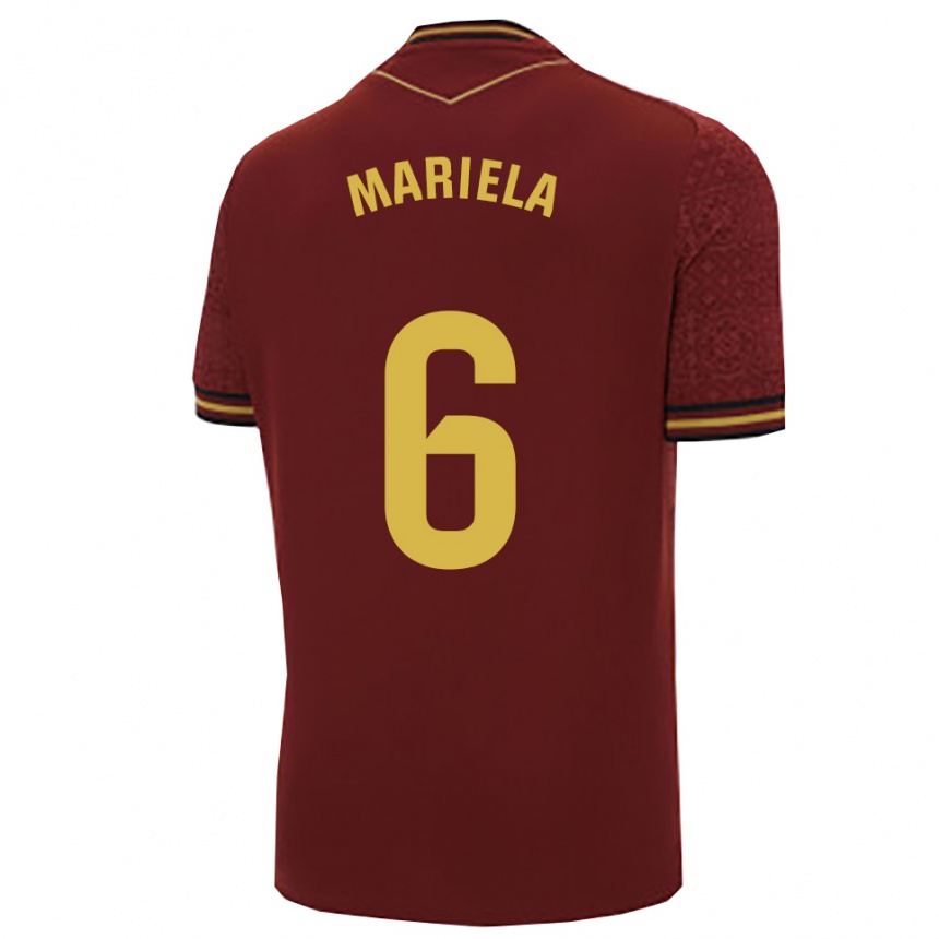 ילדים כדורגל Mariela Sánchez Sánchez #6 בורדו זהב הרחק ג'רזי 2025/26