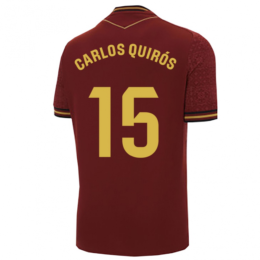ילדים כדורגל Juan Carlos Quirós #15 בורדו זהב הרחק ג'רזי 2025/26