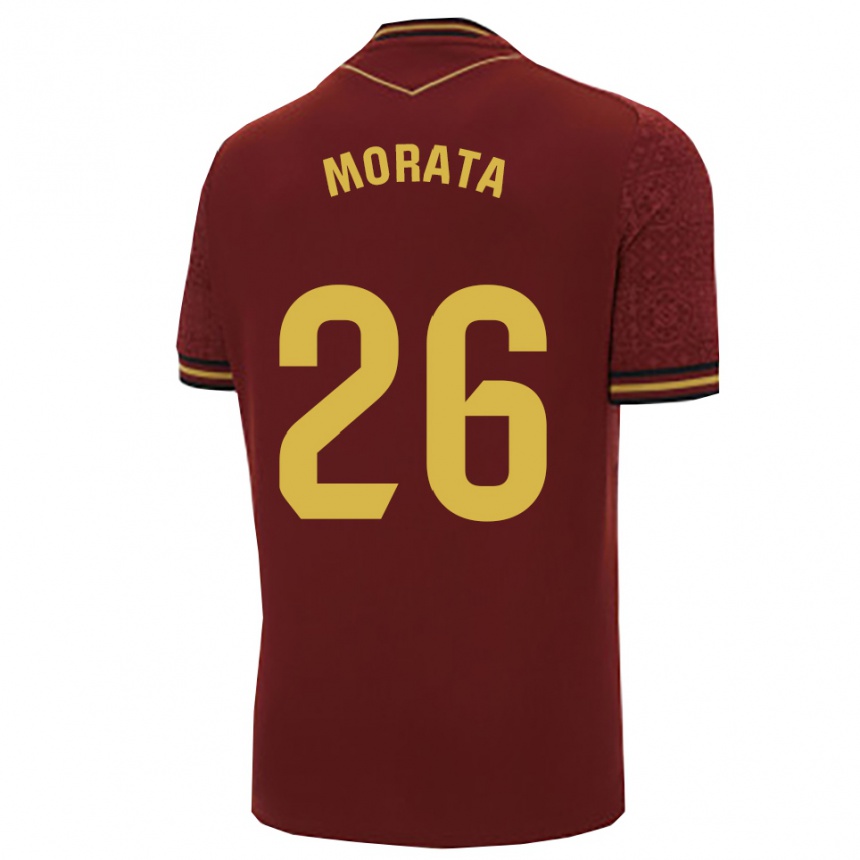 ילדים כדורגל Álex Morata #26 בורדו זהב הרחק ג'רזי 2025/26