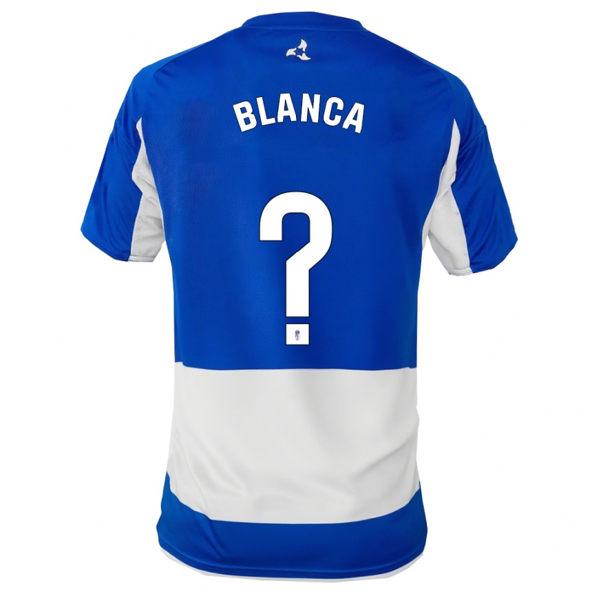 ילדים כדורגל Blanca Muñoz Garcia #0 כחול לבן הרחק ג'רזי 2025/26