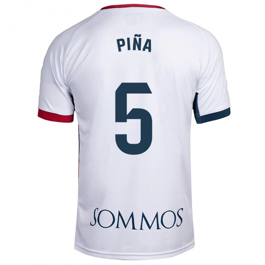 ילדים כדורגל Piña #5 לבן אדום הרחק ג'רזי 2025/26
