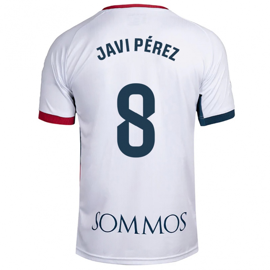ילדים כדורגל Javi Pérez #8 לבן אדום הרחק ג'רזי 2025/26