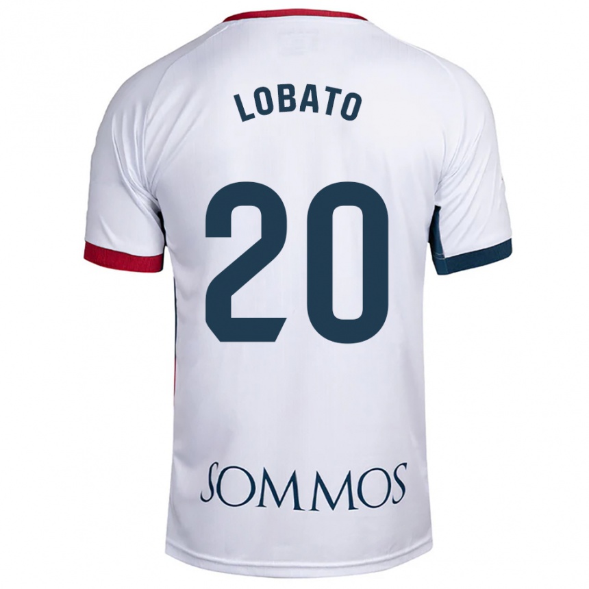 ילדים כדורגל Guillermo Lobato #20 לבן אדום הרחק ג'רזי 2025/26