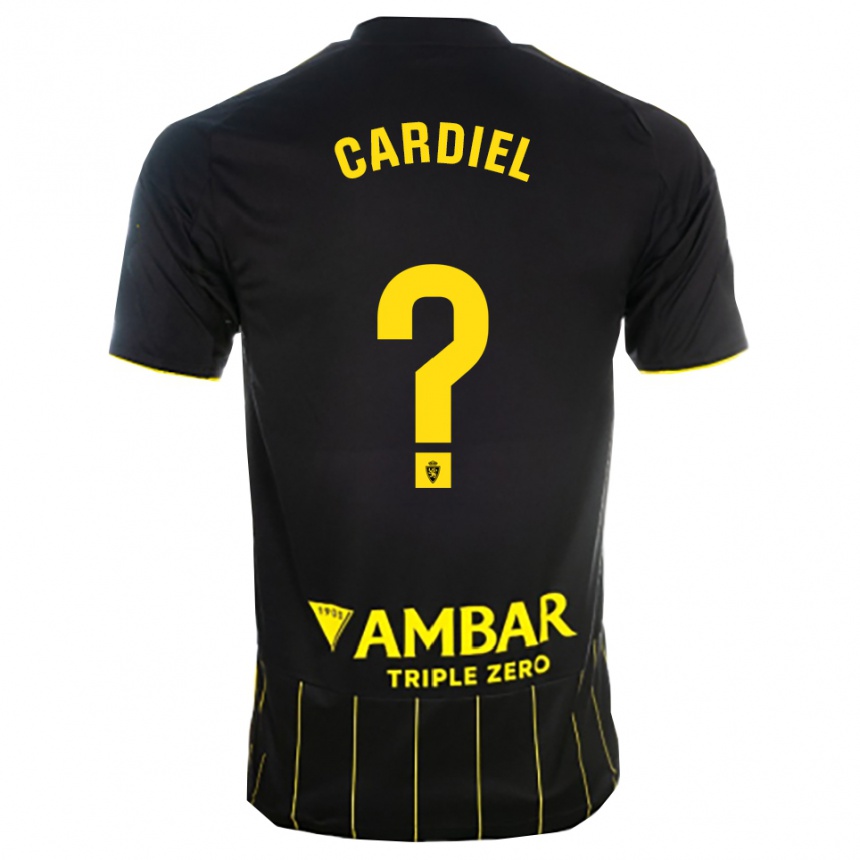 ילדים כדורגל Manu Cardiel #0 שחור צהוב הרחק ג'רזי 2025/26