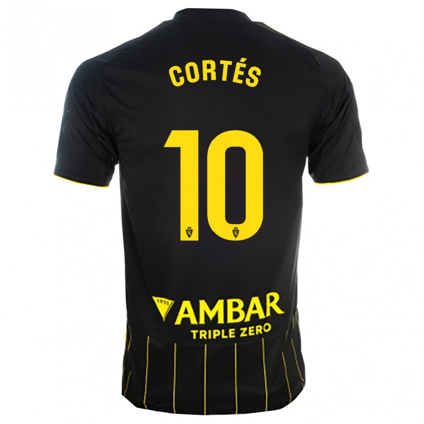 ילדים כדורגל Pablo Cortés #10 שחור צהוב הרחק ג'רזי 2025/26