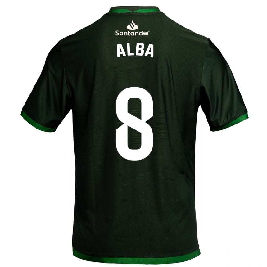 ילדים כדורגל Alba Luzuriaga Albelda #8 ירוק כהה הרחק ג'רזי 2025/26