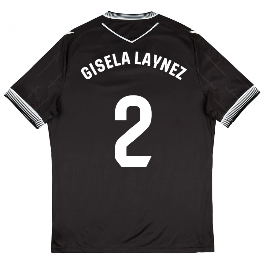 ילדים כדורגל Gisela Laynez #2 שחור לבן הרחק ג'רזי 2025/26