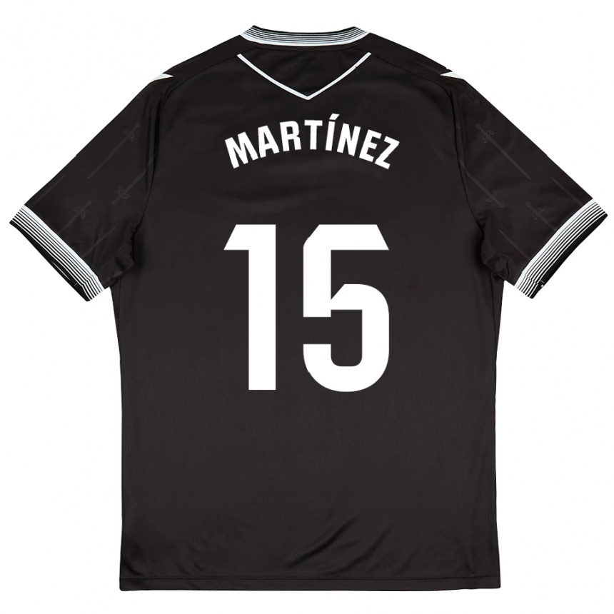 ילדים כדורגל Iván Martínez #15 שחור לבן הרחק ג'רזי 2025/26