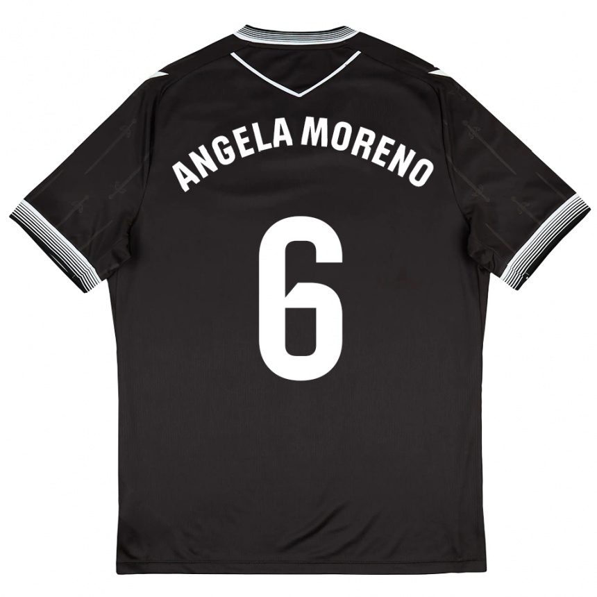 ילדים כדורגל Angela Moreno #6 שחור לבן הרחק ג'רזי 2025/26