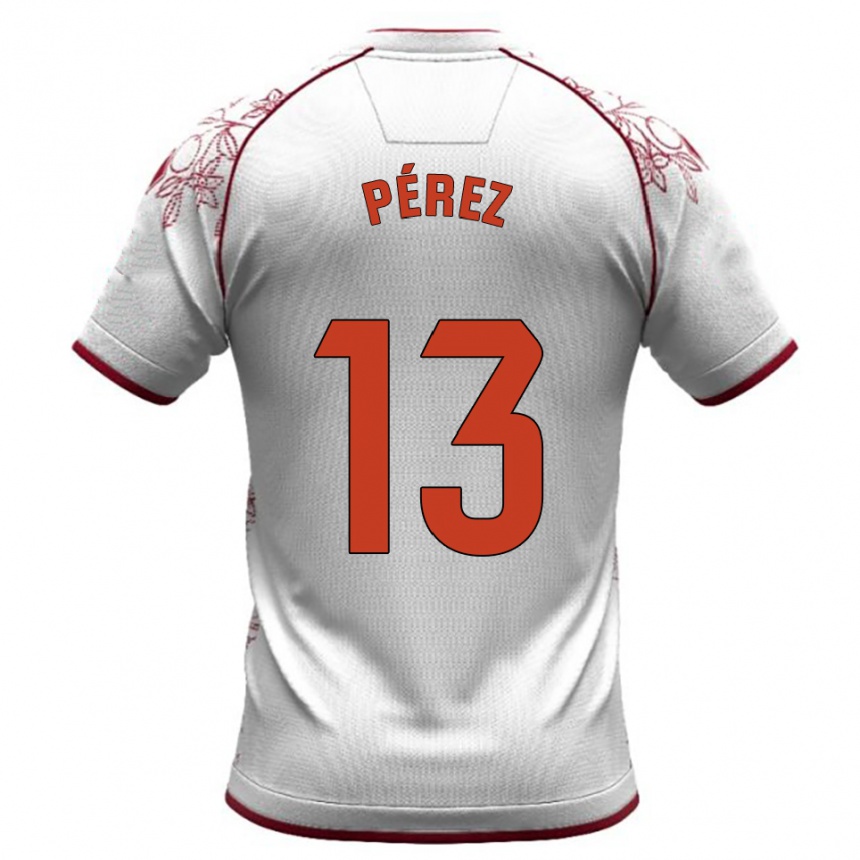 ילדים כדורגל Axel Pérez #13 לבן בורדו הרחק ג'רזי 2025/26