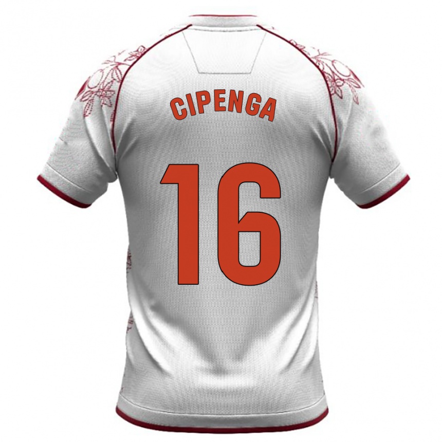ילדים כדורגל Brian Cipenga #16 לבן בורדו הרחק ג'רזי 2025/26
