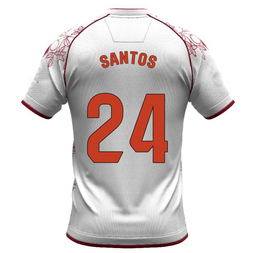 ילדים כדורגל Saúl Santos #24 לבן בורדו הרחק ג'רזי 2025/26