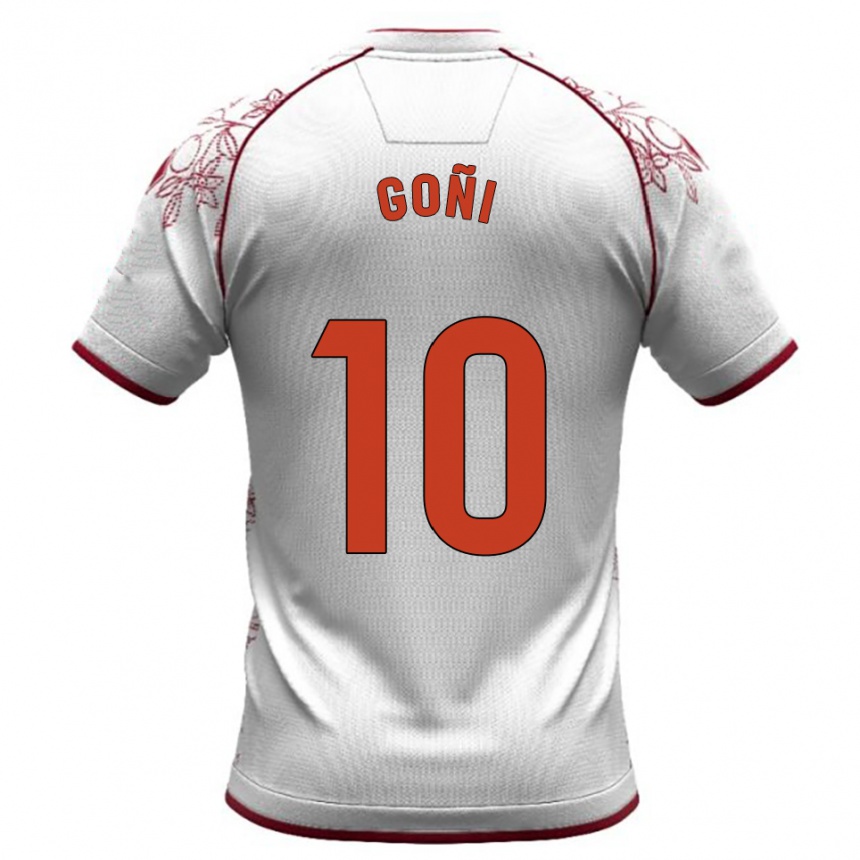 ילדים כדורגל Hugo Goñi #10 לבן בורדו הרחק ג'רזי 2025/26