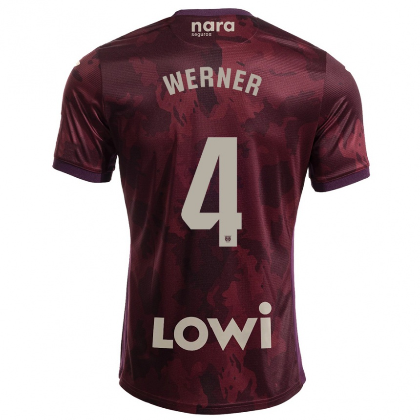 ילדים כדורגל Henri Werner #4 בורדו לבן הרחק ג'רזי 2025/26
