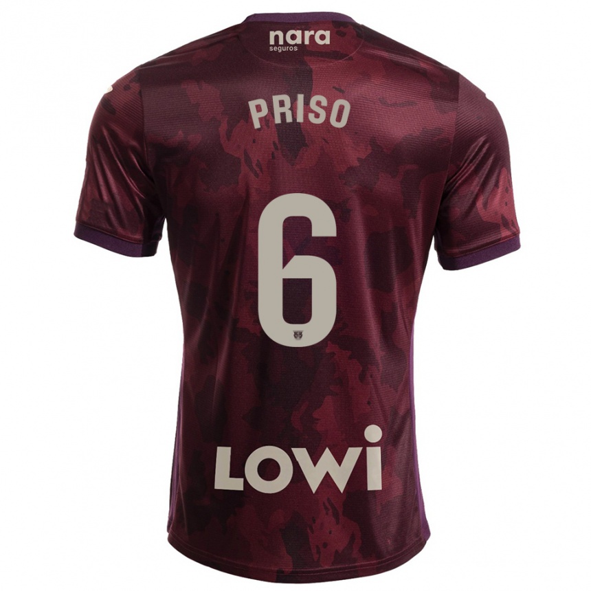 ילדים כדורגל Mike Priso #6 בורדו לבן הרחק ג'רזי 2025/26