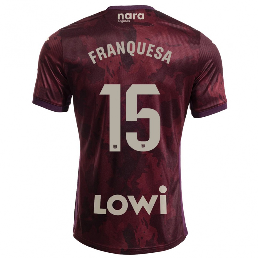ילדים כדורגל Enric Franquesa #15 בורדו לבן הרחק ג'רזי 2025/26
