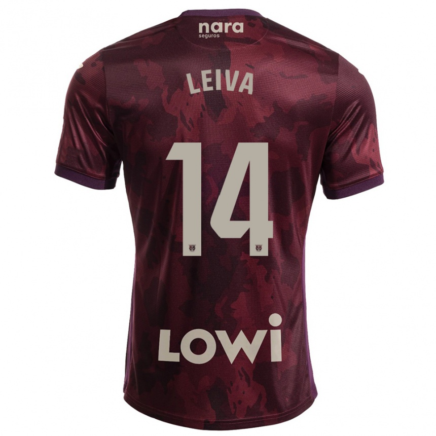 ילדים כדורגל Marcos Leiva #14 בורדו לבן הרחק ג'רזי 2025/26