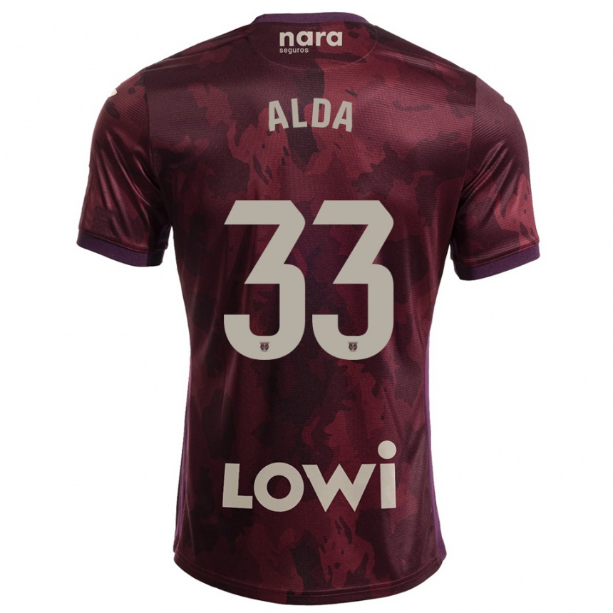 ילדים כדורגל Álex Alda #33 בורדו לבן הרחק ג'רזי 2025/26