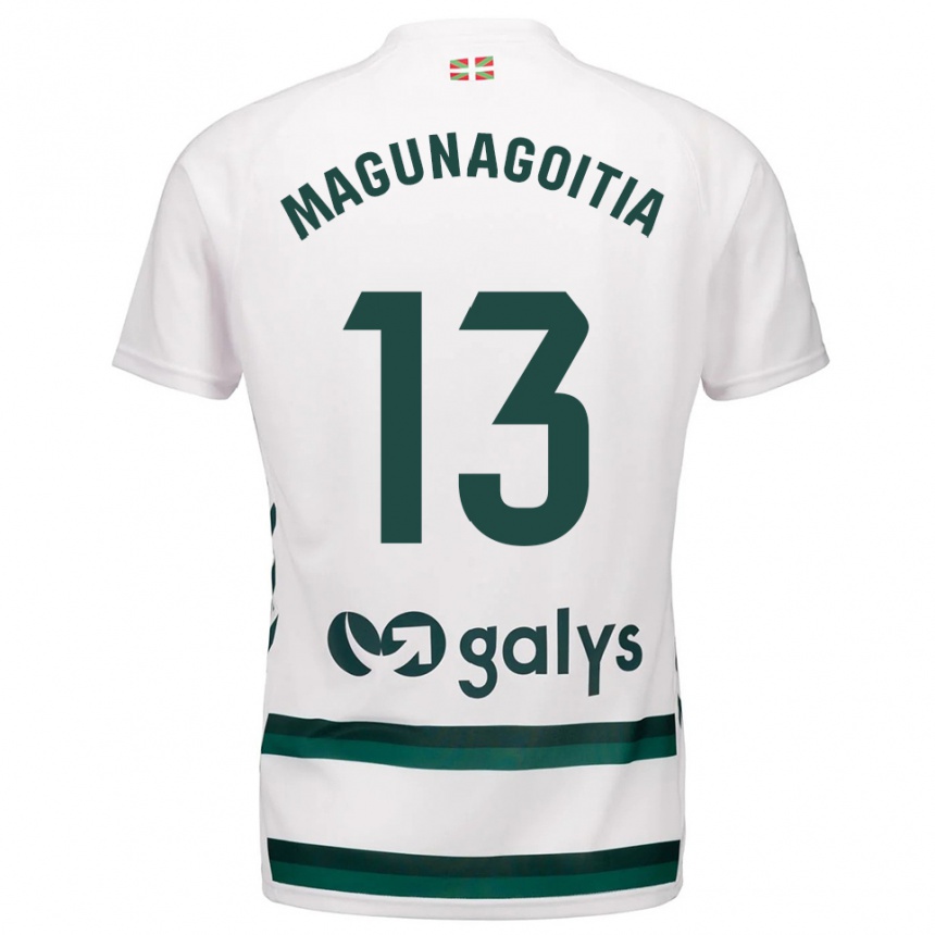 ילדים כדורגל Jonmi Magunagoitia #13 לבן ירוק הרחק ג'רזי 2025/26
