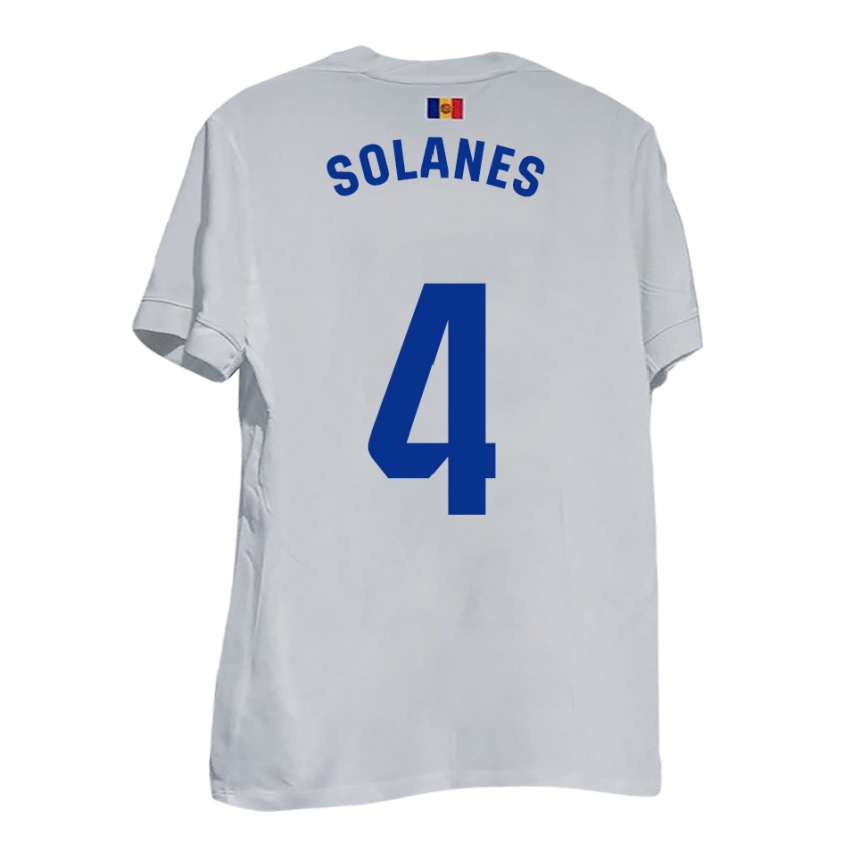 ילדים כדורגל Albert Solanes #4 לבן צהוב כחול הרחק ג'רזי 2025/26