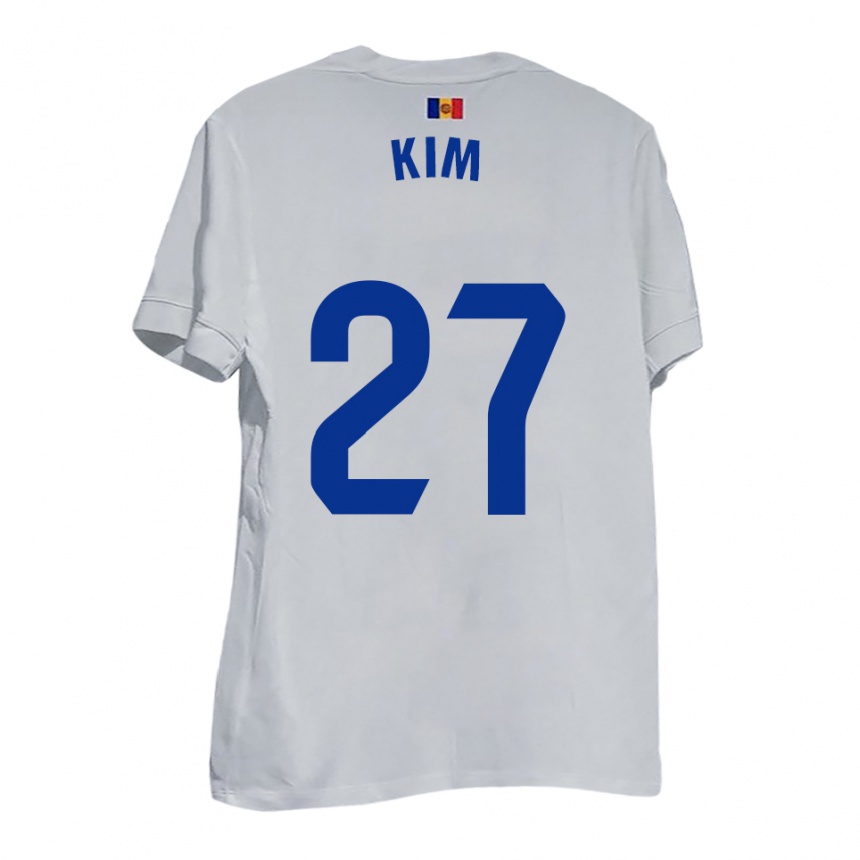 ילדים כדורגל מין-סו קים #27 לבן צהוב כחול הרחק ג'רזי 2025/26