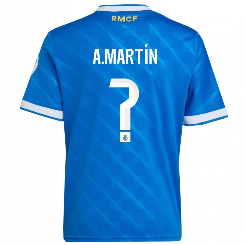 ילדים כדורגל Álex Martín #0 כחול לבן ג'רזי קיט שלישי 2025/26