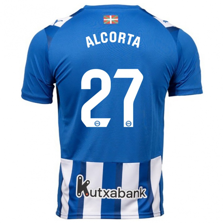 גברים כדורגל Alaitz Alcorta #27 כחול לבן ג'רזי ביתית 2025/26