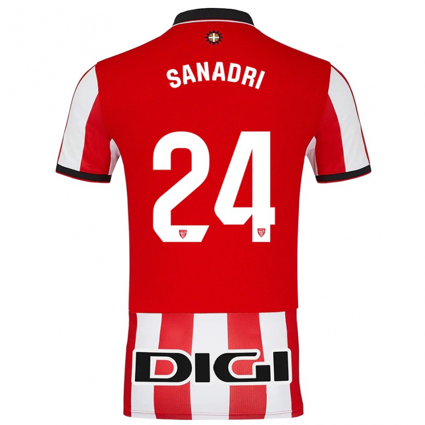 גברים כדורגל Sanadri #24 אדום לבן ג'רזי ביתית 2025/26