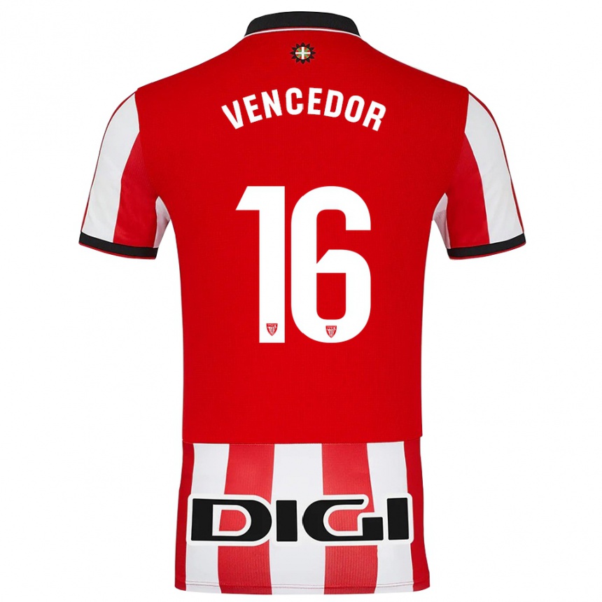 גברים כדורגל Unai Vencedor #16 אדום לבן ג'רזי ביתית 2025/26