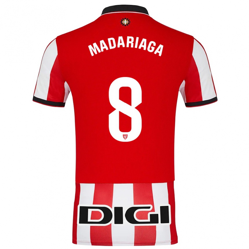 גברים כדורגל Joan Madariaga #8 אדום לבן ג'רזי ביתית 2025/26